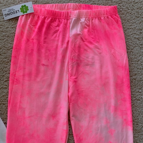 Neon Pink Tie Dye Leggings - Picture 4 of 7